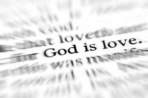 Detail closeup zoom God is love scripture in bible verse